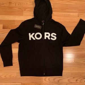 Michael Kors Black Front Zip Hoodie size L (unisex) NWT